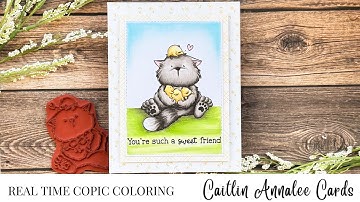 Real Time Copic Coloring to Calm Music | Coloring A Simple Spring Scene Card - Purple Onion Designs