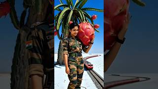 Lady Soldier Waters Dragon Fruit Tree and Saves It from Drying Up 😭 #ai #plants #save #water