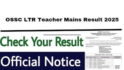 OSSC LTR Teacher Mains Result 2025 | Cut Off Marks, Merit List