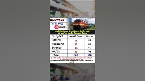 RRB TECHNICIAN SYLLABUS 2024 | RAILWAY TECHNICIAN SYLLABUS 2024 | RRB TECHNICIAN VACANCY 2024