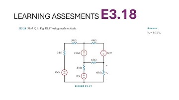 E3.18 Find Vo in Fig. E3.17 using mesh analysis [IRWIN] MESH EQUATIONS