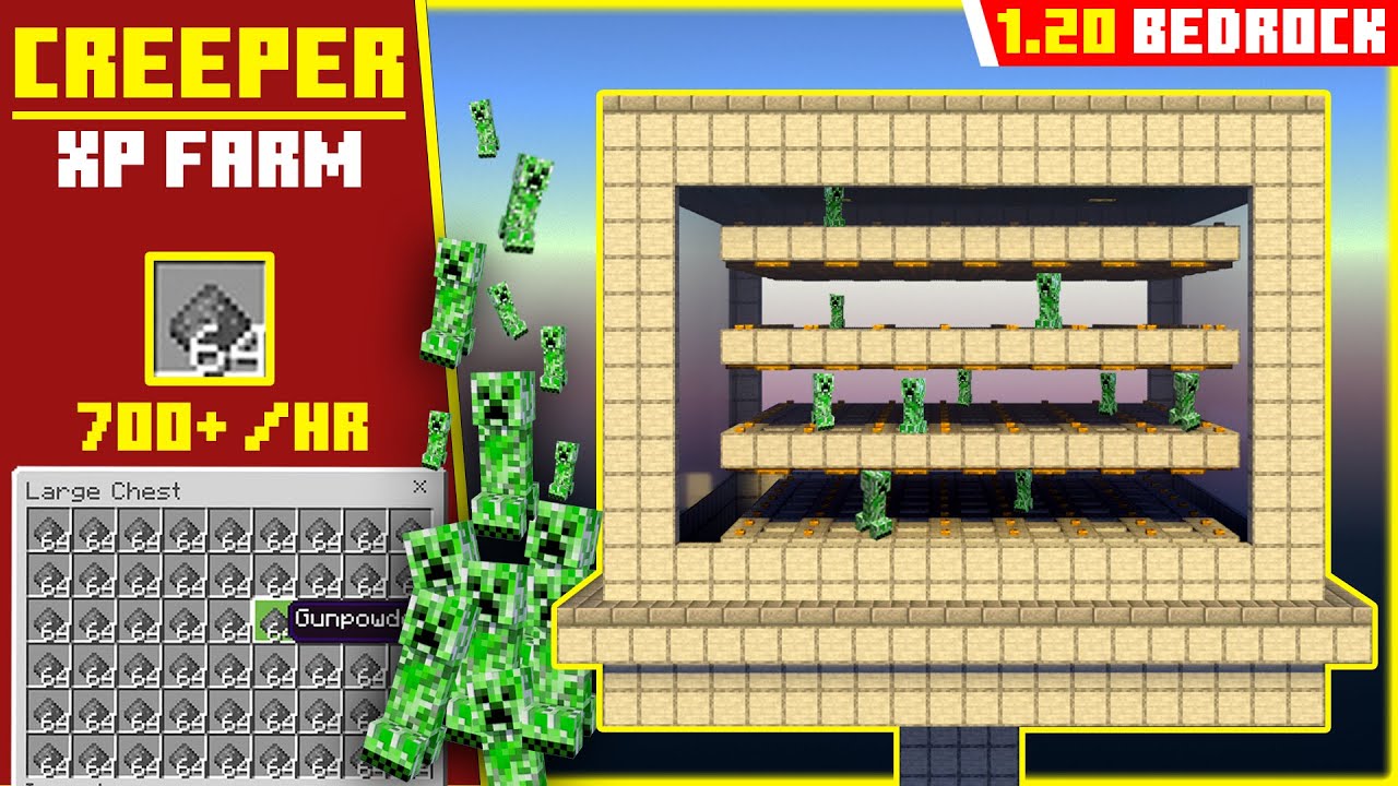 1.20+ CREEPER XP FARM (Bedrock) Easy & Powerful Minecraft YouTube