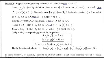 Calculus 1.11 Proving Limit Laws A