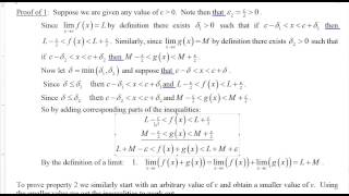 Calculus 1.11 Proving Limit Laws A
