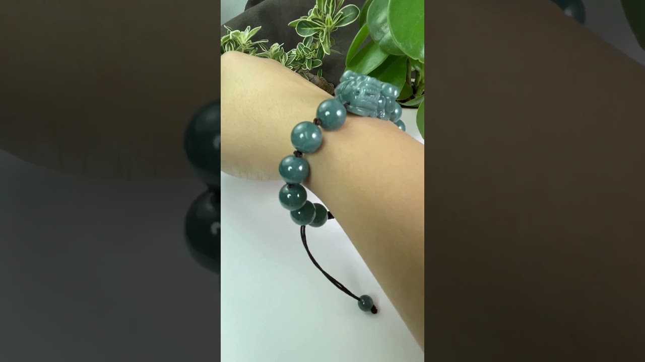Jade Pixiu Bracelet, Quality Icy Green Bead Jade Bracelet Bangle 