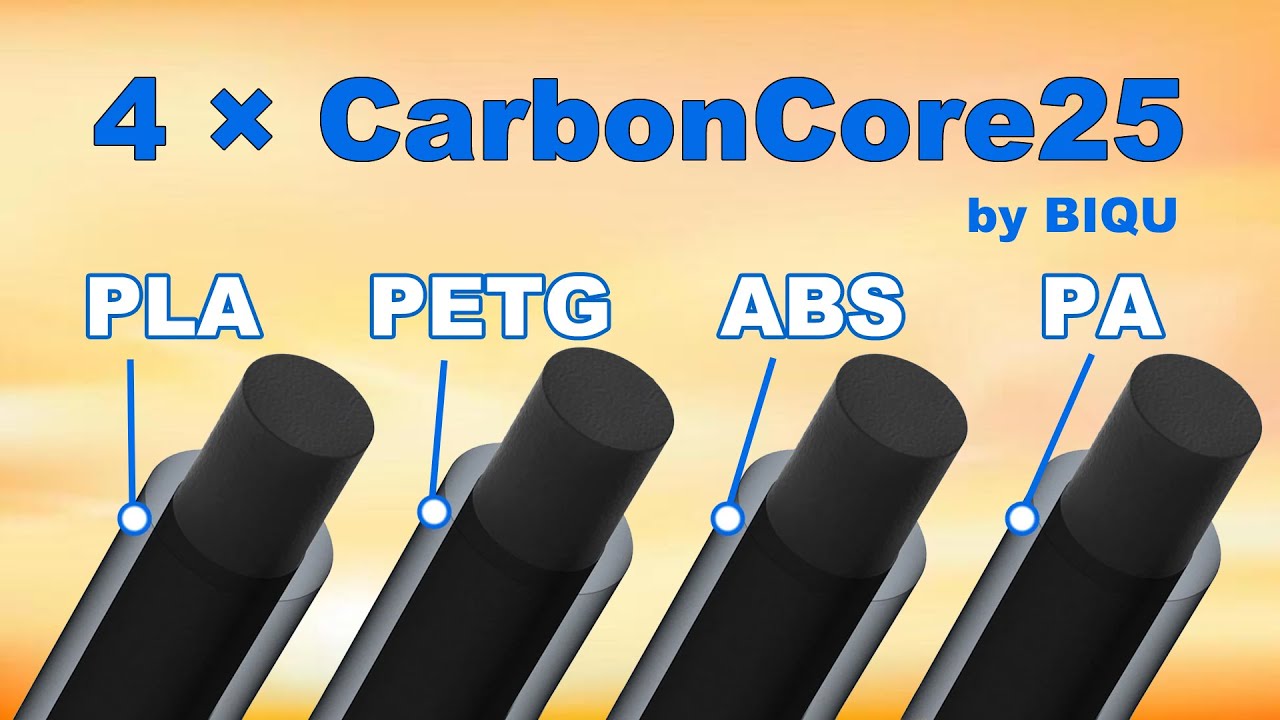 BIQU CarbonCore25 Tested in 4 Base Materials: PLA, PETG, ABS & PA
