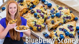The Best Bakery-Style Blueberry Scones | Extra Fluffy! | Double Blueberry Flavor!