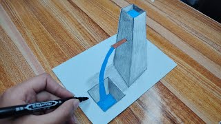 3D Waterfall Illusion Drawing That Looks Real! 💧✏️ | Satisfying 3D Art