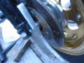 早矢仕フォークにNSR50キャリパ・サポート手彫りパート1