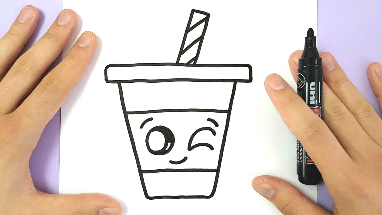 رسومات بالرصاص \ رسم كوب عصير للاطفال \ رسم سهل \ تعليم الرسم للأطفال \ how  to draw a cute drink