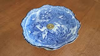 Antique blue and white china cake stand