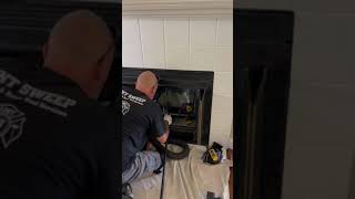 Chimney Sweep on a Zero Clearance fireplace in Clovis ca. LintSweep.com