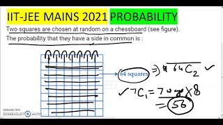 Two squares are chosen at random on a chessboard The probability that they have a side in common is