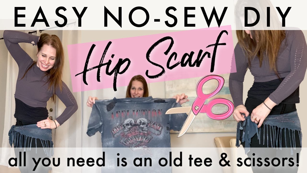EASY NO-SEW D.I.Y. HIP SCARF! All you need is an old tee & scissors!