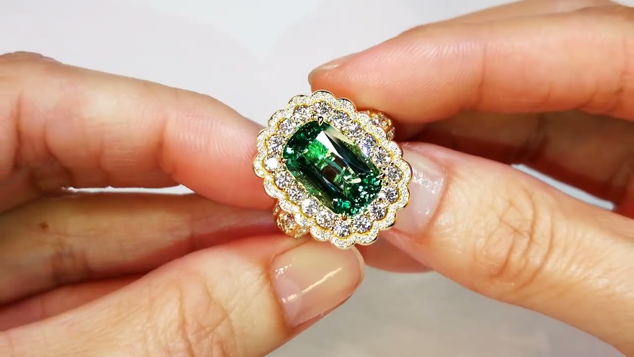 Flawless Zambian Emerald Ring with D Flawless Diamonds set in 18K