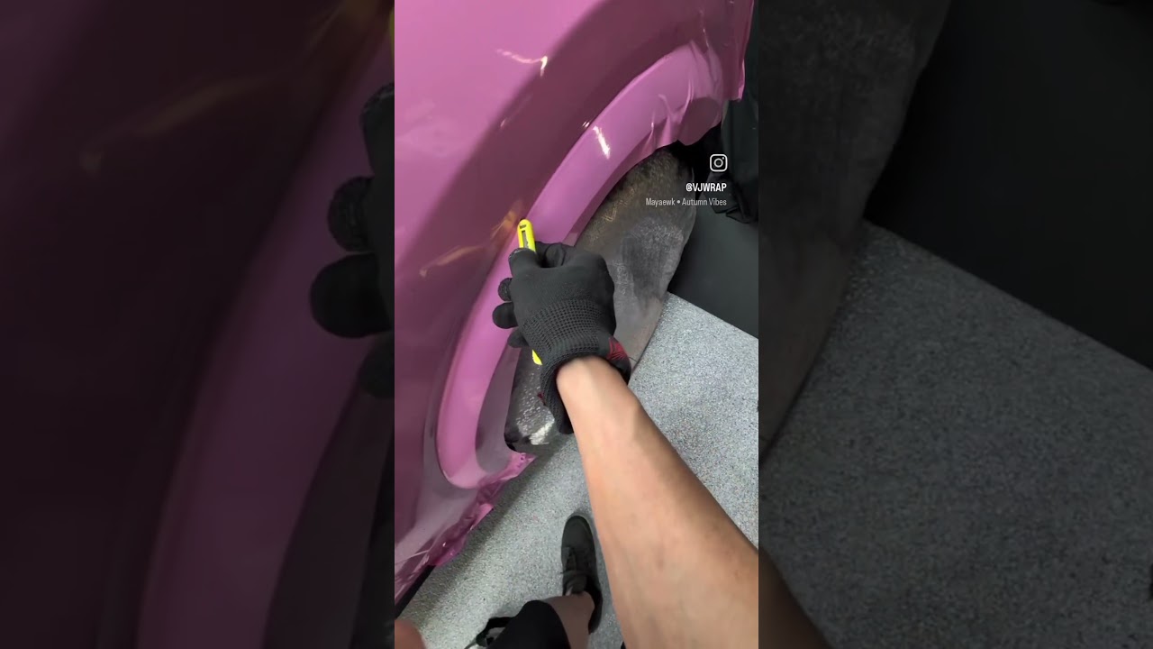 Ford Mustang Mach E Fender Wrapped in Cheetah Wrap Gloss Bubblegum Pink 