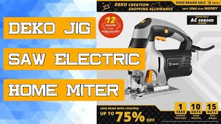 DEKO Jig Saw Electric Home Miter Saw DKSS02/DKJS80Q3 Laser Variable Speed with Metal Guide Ruler,Bla DEKO Jig Saw Electric Home Miter Saw DKSS02/DKJS80Q3 Laser Variable Speed with Metal Guide Ruler,Bla