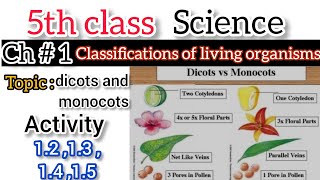5 class science chapter no1 classification of living organisms/topic dicot and monocot plant