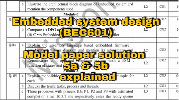 Embedded System Design (BEC601) vtu model paper solutions 5a & 5b answers explained