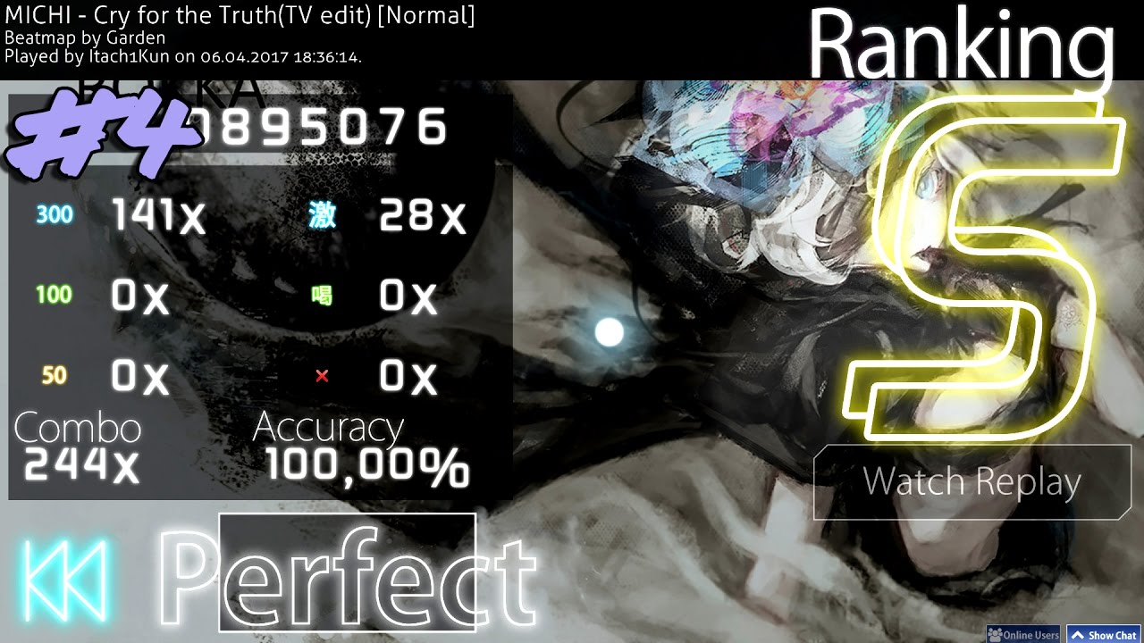 Playing osu!#4 MICHI - Cry for the Truth(tv edit) [Normal] 100%