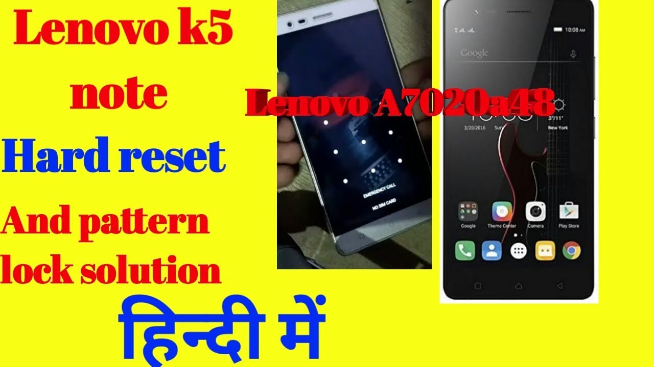 Lenovo K5 Note A7020a48 hard resetpattern unlock YouTube