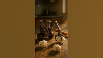 Mini Robot Cleaning in Action! / Cute Robot Arm Collects Paper Balls #shorts