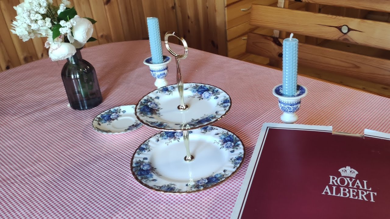 Unpacking Royal Albert Moonlight rose cake stand. Фарфор Роял Альберт "Лунная роза"