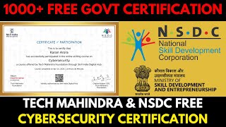 NSDC & Tech Mahindra FREE Cyber Security Course with Certificate | Govt Certification | Skill India