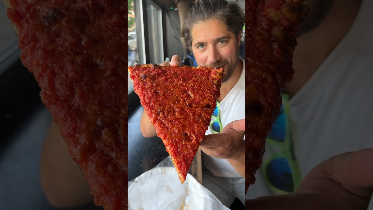 The TOMATO PIE from Artichoke Pizza in Bay Ridge, Brooklyn NYC is phenomenal. 🍅🍕🔥 #DEVOURPOWER