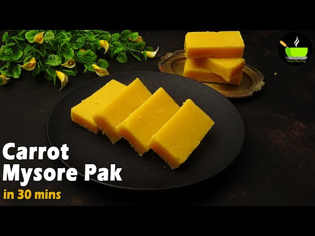 Carrot Mysore Pak Recipe | Diwali Sweets | Quick & Easy Sweet Recipes | Instant Sweet Recipes | She Cooks