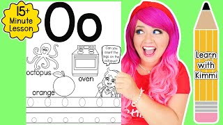 Letter O Color & Trace Worksheet Lesson and Tutorial | Learn with Kimmi The Clown ABC Coloring Book