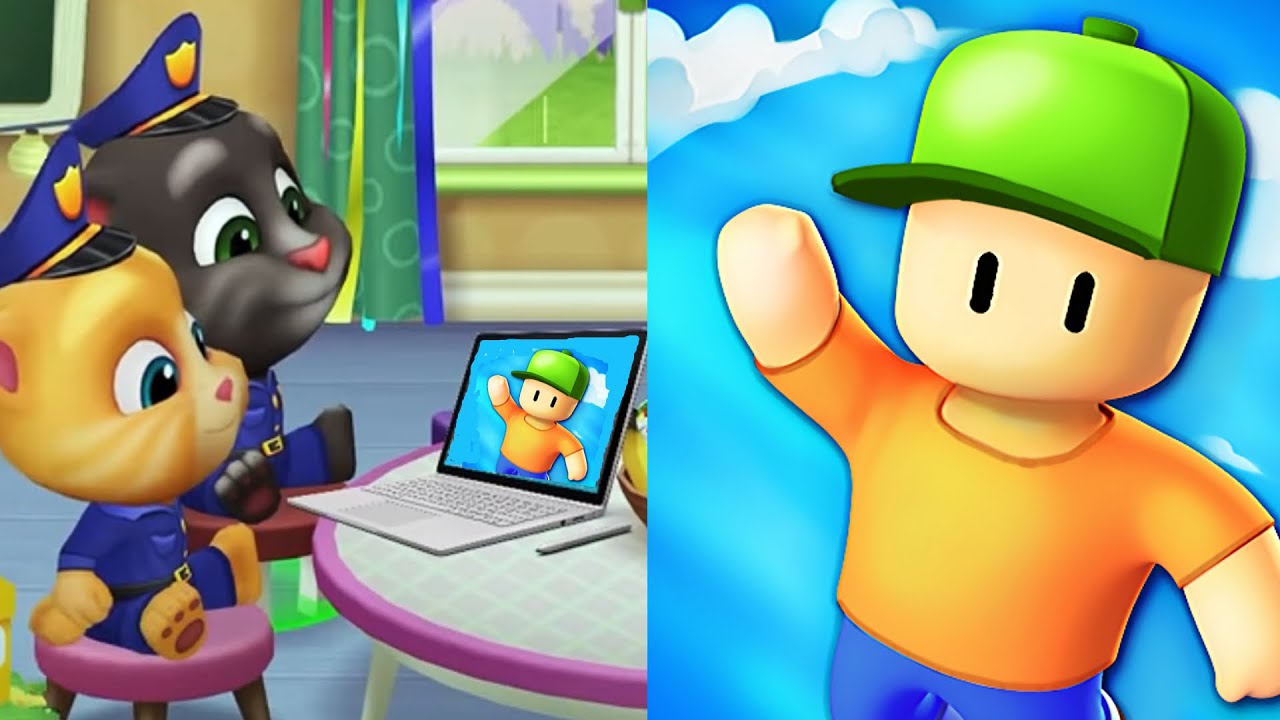 Коты Джинджер и Том играют в STUMBLE GUYS