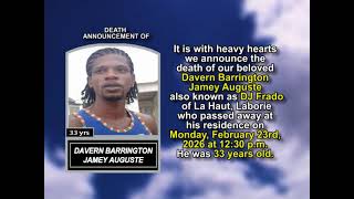 Davern Barrington Jamey Auguste ~ Short Obituary