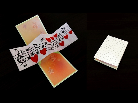 Twist and pop music card - pop up card by template - EzyCraft