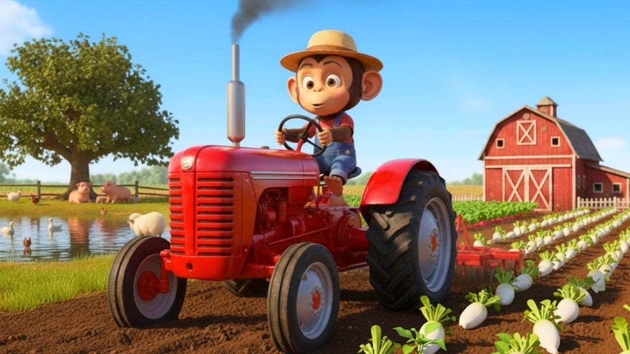 🐵🪴 Watch a Clever Monkey Repair a Tractor and Plow a Huge Beet Field