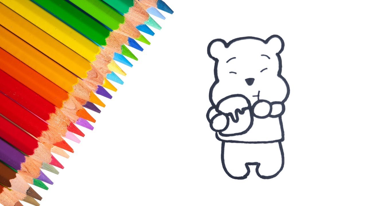 How to Draw Winnie The Pooh with Honey Jar | Easy Tutorial Drawing and Coloring for Kids