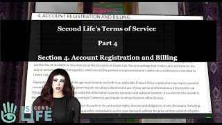 Second Life Lessons Terms of Service Part 4 Account Registration and Billing