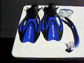 U S Divers Fins Snorkel Set Mask Scuba Medium Mens 7-10 Blue over Black