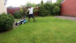 VINNEL DEMONSTRATES   HOW EASY IT IS  WITH A MAC ALLISTER  LAWN MOWER