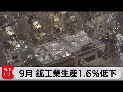 ９月 鉱工業生産1.6％低下（2022年10月31日）