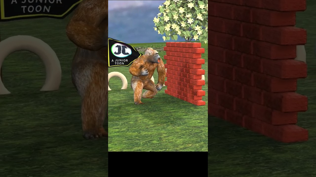 cute animals gorilla crossing the magic fountain transformer 