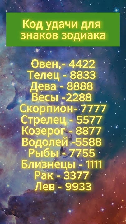 Коды удачи для знаков зодиака #гороскоп #знакизодиака #astrology # ...