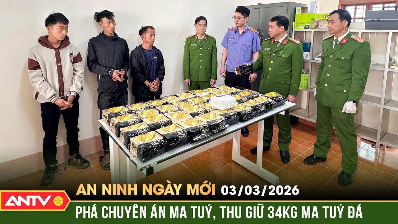 An ninh ngày mới ngày 3/3: Phá đường dây tội phạm, thu 34kg ma túy, 2 bánh heroin và nhiều vũ khí