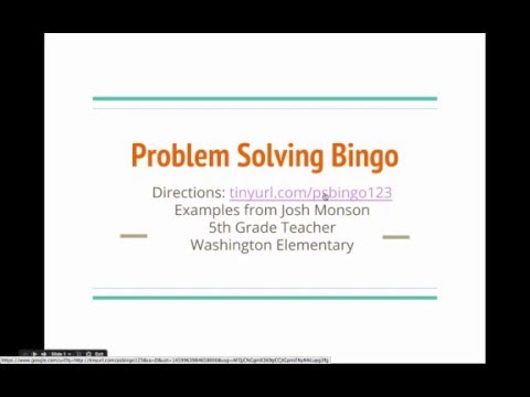 Problem Solving Bingo