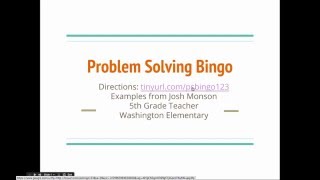 Problem Solving Bingo
