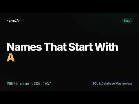Customers Whose Name Starts With A | SQL Interview Question (LIKE) | GrowAsEngineers