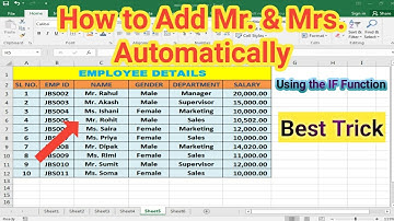 How to Add Male and Female Mr. and Mrs. in excel || IN Bangla