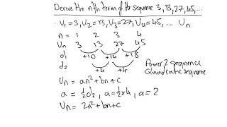 Quadratic Sequences   nth term using simultaneous equations