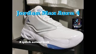 Jordan Max Aura 4 (White/Black/University Blue) - A quick actual look