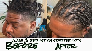 Wash &amp; Retwist on Starter Locs | Tutorial | No Gel